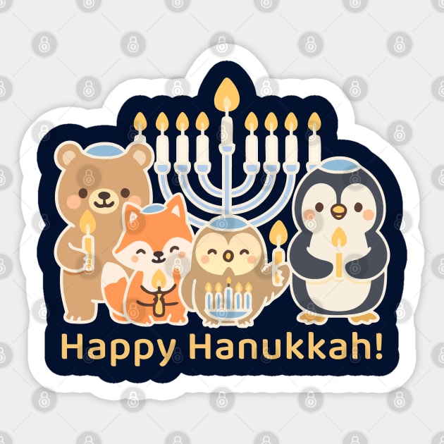 Happy Hanukkah – Cute Animal Menorah Design Sticker by Thank HaShem